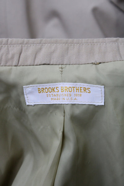Brooks Brothers Mens Beige Cotton Blend Blazer Button Closure Size 44