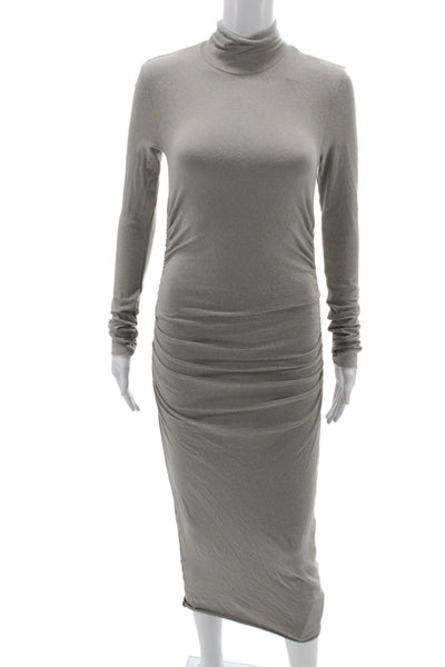 James Perse Women Bodycon Turtleneck Long Sleeve Gray Cotton Dress Size 0