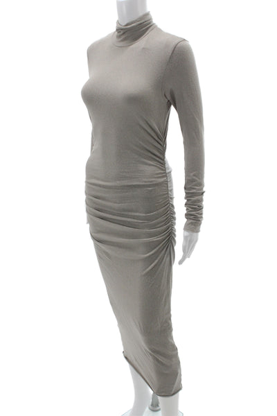James Perse Women Bodycon Turtleneck Long Sleeve Gray Cotton Dress Size 0