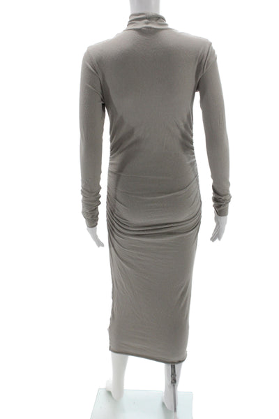James Perse Women Bodycon Turtleneck Long Sleeve Gray Cotton Dress Size 0