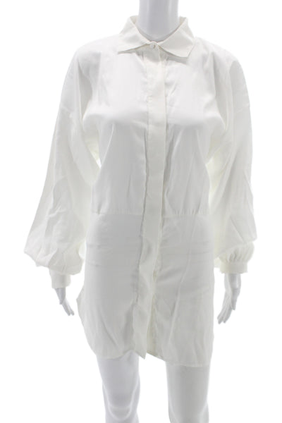 Nonchalant Label Women Shirt Dress White Collared Long Sleeve Polyester Size S