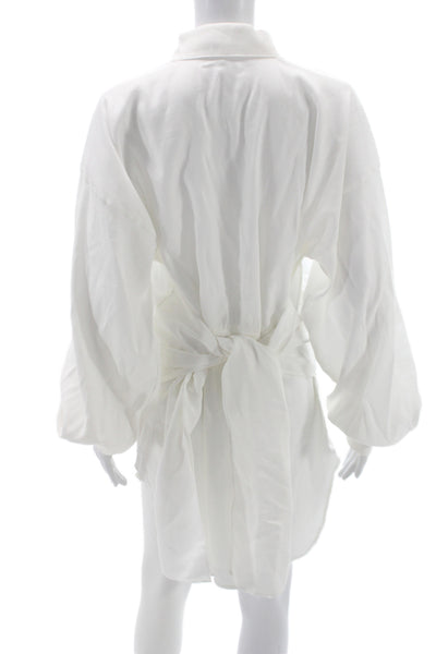 Nonchalant Label Women Shirt Dress White Collared Long Sleeve Polyester Size S