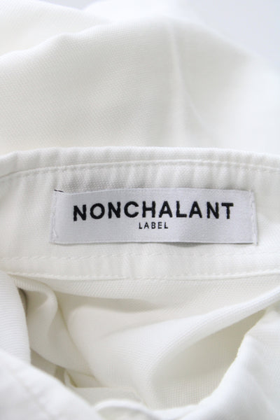Nonchalant Label Women Shirt Dress White Collared Long Sleeve Polyester Size S