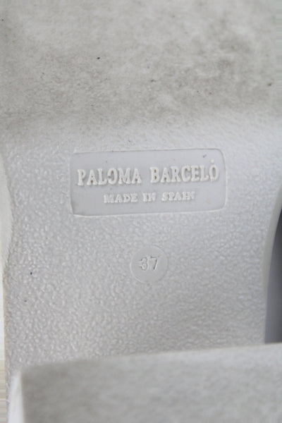 Paloma Barcelo Womens Leather Platform High Heel Ankle Boots Beige Size 37 7