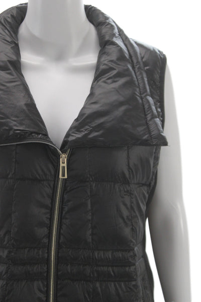 Calvin Klein Performance Women Quilted Sleeveless Polyester Black Vest Size XL
