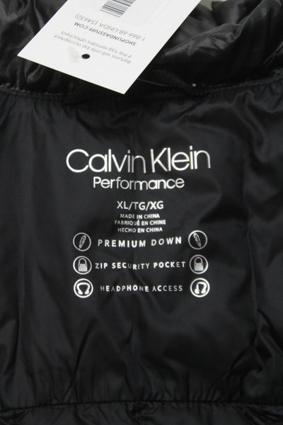 Calvin Klein Performance Women Quilted Sleeveless Polyester Black Vest Size XL