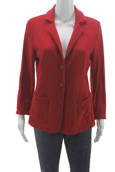 Tahari Women Blazer Red Rayon Button Closure Long Sleeve Size L