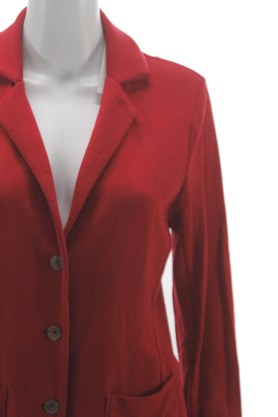 Tahari Women Blazer Red Rayon Button Closure Long Sleeve Size L