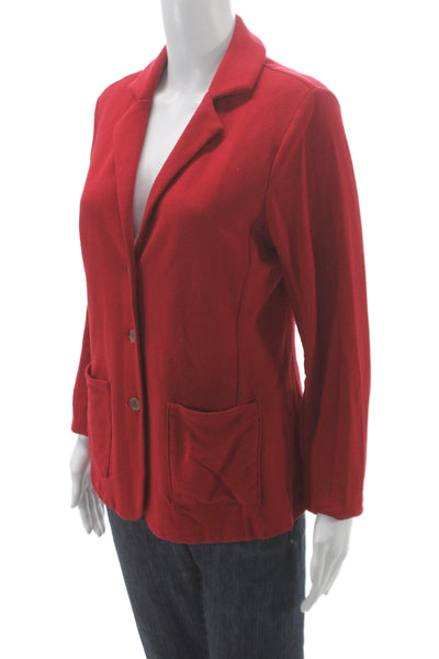 Tahari Women Blazer Red Rayon Button Closure Long Sleeve Size L