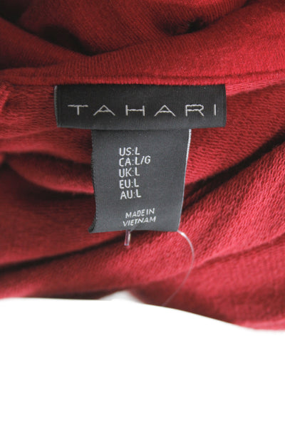 Tahari Women Blazer Red Rayon Button Closure Long Sleeve Size L