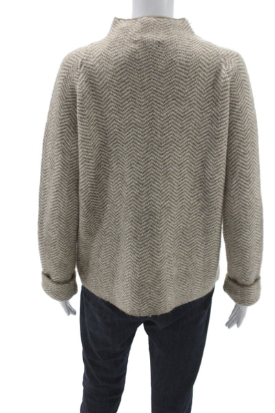 Max Studio Women Pullover Mock Neck Beige Herringbone Size M