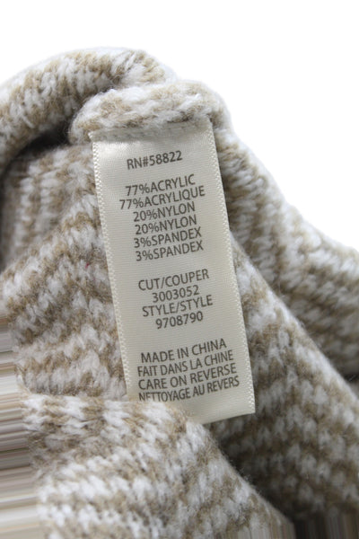 Max Studio Women Pullover Mock Neck Beige Herringbone Size M