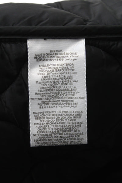 BCBGMAXAZRIA Womens Quilted Black Snap Coat Polyester Long Sleeve Size L