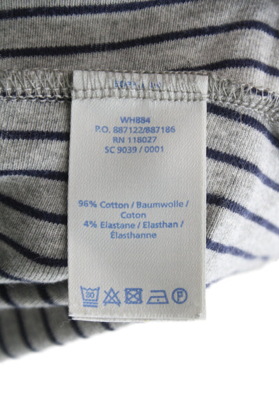 Boden Women Gray Striped A-Line Knee-Length Dress 3/4 Sleeve Nautical Size 6