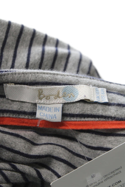 Boden Women Gray Striped A-Line Knee-Length Dress 3/4 Sleeve Nautical Size 6