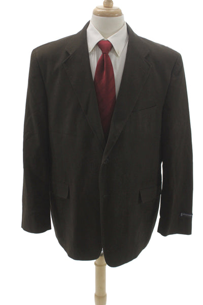 Stafford Mens Brown Cotton Blazer Button Solid Classic Size 40