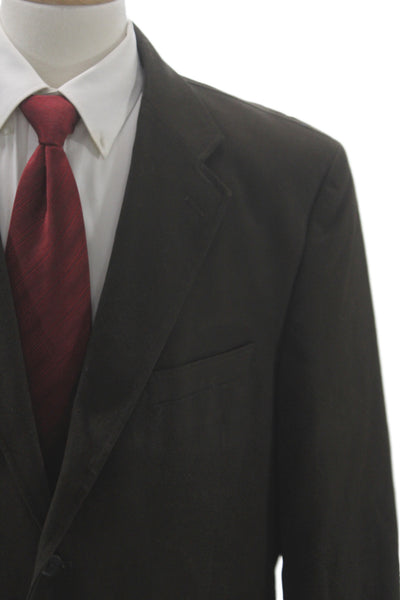 Stafford Mens Brown Cotton Blazer Button Solid Classic Size 40