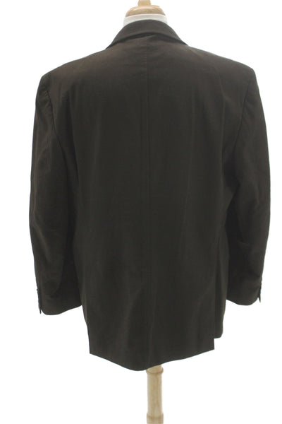 Stafford Mens Brown Cotton Blazer Button Solid Classic Size 40