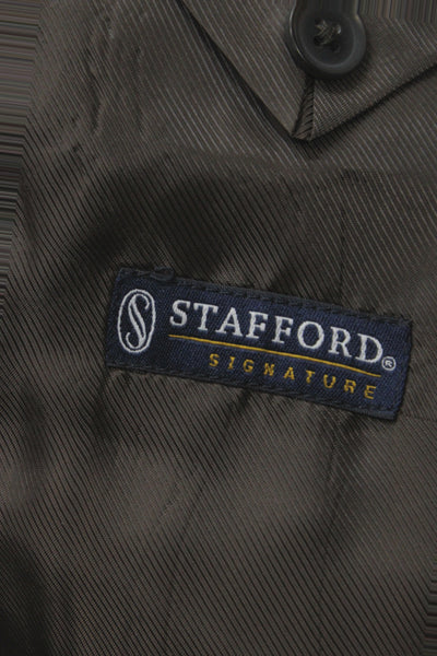 Stafford Mens Brown Cotton Blazer Button Solid Classic Size 40