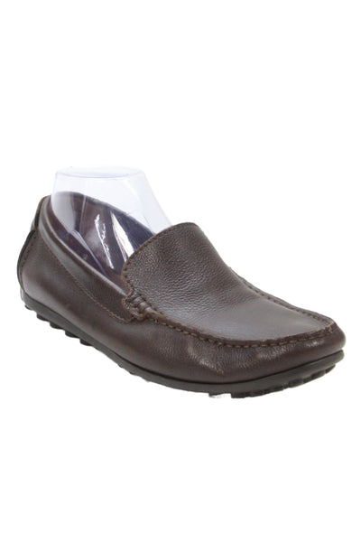 Clarks Mens Solid Leather Slip On Loafers Brown Size 8