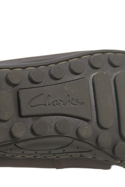 Clarks Mens Solid Leather Slip On Loafers Brown Size 8