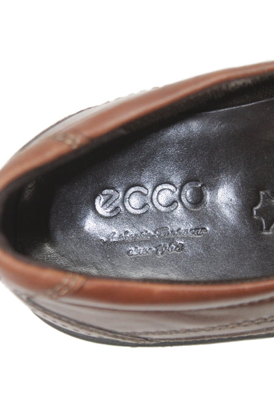 ECCO Mens Leather Square Toe Slip On Loafers Brown Size 44 14