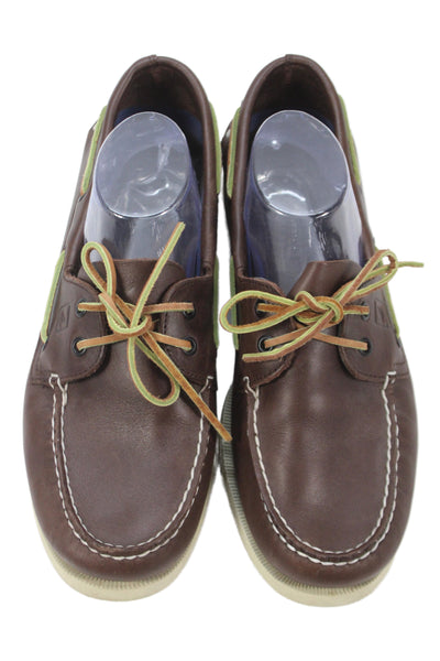 Sperry Mens Leather Lace Up Slip On Loafer Brown Size 10.5