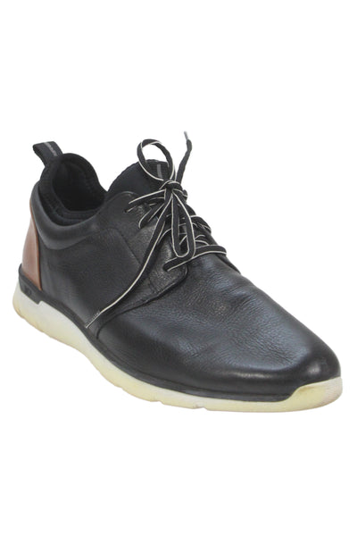 Johnston & Murphy Mens Leather Lace Up Low Top Sneakers Black Size 13M