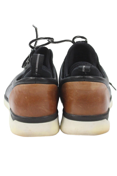Johnston & Murphy Mens Leather Lace Up Low Top Sneakers Black Size 13M