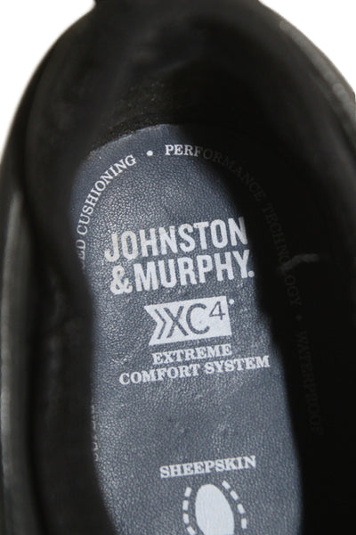 Johnston & Murphy Mens Leather Lace Up Low Top Sneakers Black Size 13M
