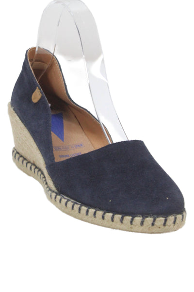Verbenas Womens Suede Slip On Espadrille Wedges Navy Size 39 9