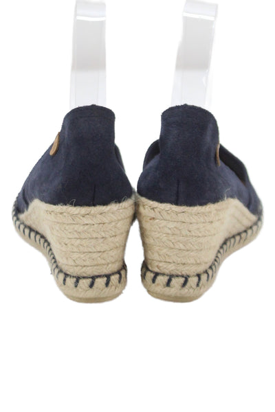 Verbenas Womens Suede Slip On Espadrille Wedges Navy Size 39 9