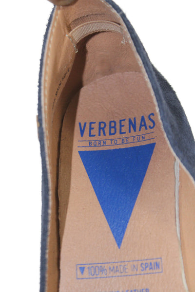 Verbenas Womens Suede Slip On Espadrille Wedges Navy Size 39 9