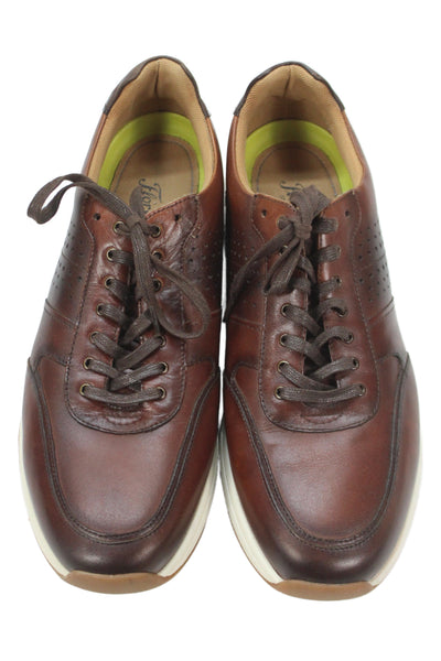 Florsheim Mens Leather Lace Up Low Top Sneakers Brown Size 13M