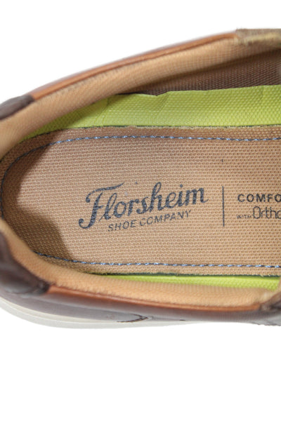 Florsheim Mens Leather Lace Up Low Top Sneakers Brown Size 13M