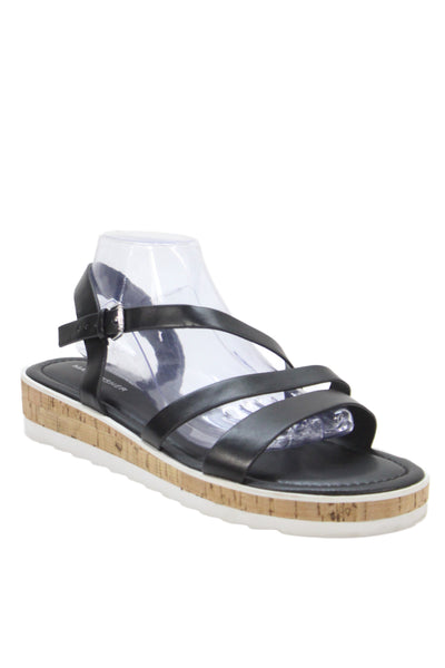 Marc Fisher Womens Leather Strappy Sandals Black Size 11M