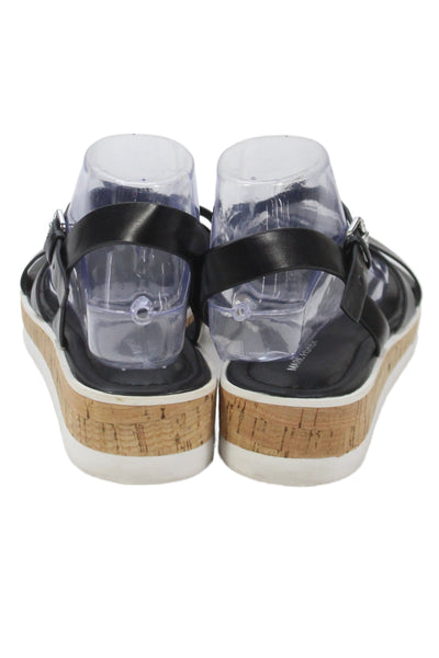 Marc Fisher Womens Leather Strappy Sandals Black Size 11M