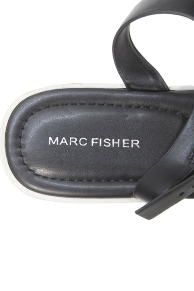 Marc Fisher Womens Leather Strappy Sandals Black Size 11M