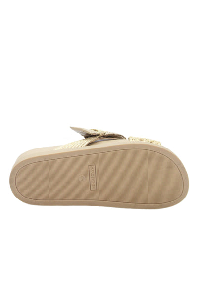 Marc Fisher Womens Woven Slide On Sandals Beige Size 6.5M