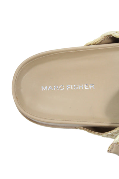 Marc Fisher Womens Woven Slide On Sandals Beige Size 6.5M
