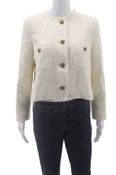 Ba&Sh Womens Basic Jacket Ivory Cotton Blend Button Long Sleeve Size 2