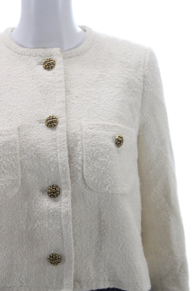 Ba&Sh Womens Basic Jacket Ivory Cotton Blend Button Long Sleeve Size 2