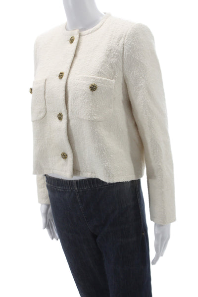 Ba&Sh Womens Basic Jacket Ivory Cotton Blend Button Long Sleeve Size 2
