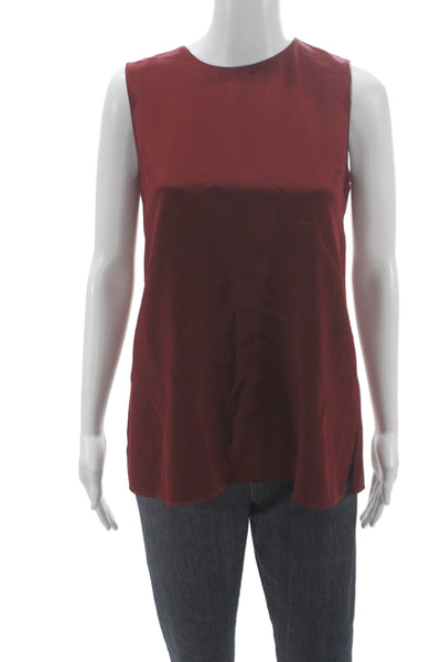 Lafayette 148 New York Women Silk Sleeveless Tank Zip Red Size XS