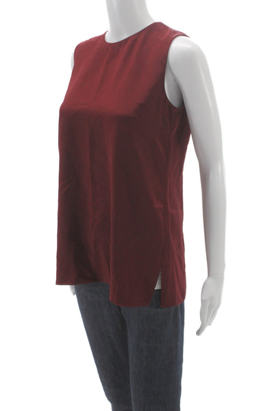 Lafayette 148 New York Women Silk Sleeveless Tank Zip Red Size XS