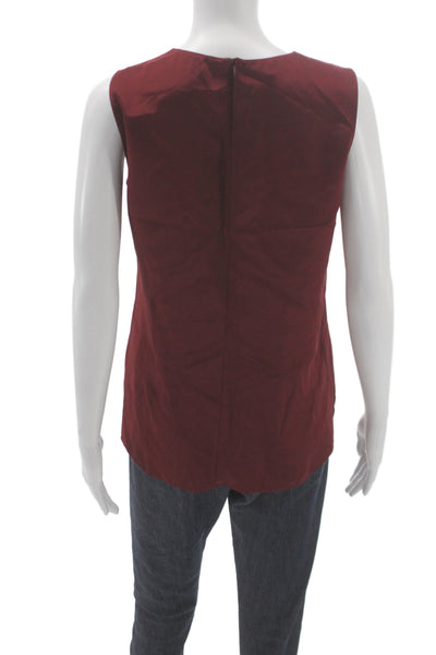 Lafayette 148 New York Women Silk Sleeveless Tank Zip Red Size XS