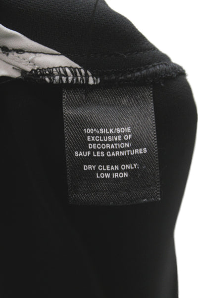 Lafayette 148 New York Women Silk Tunic Blouse Black Short Sleeve Size S