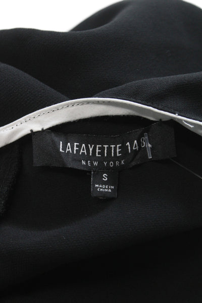 Lafayette 148 New York Women Silk Tunic Blouse Black Short Sleeve Size S