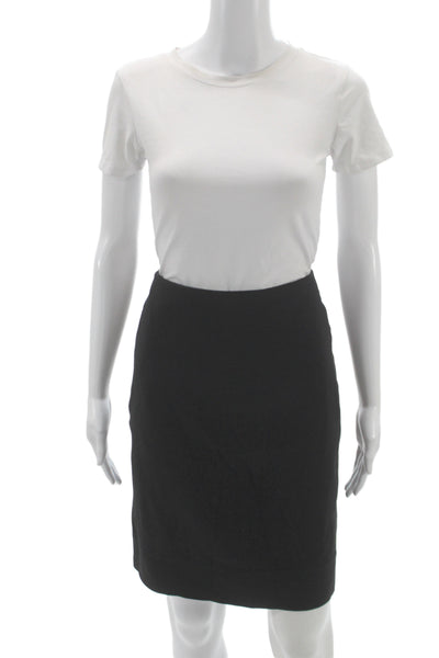 Akris Women Black Wool Pencil Skirt Short Zip Size 8