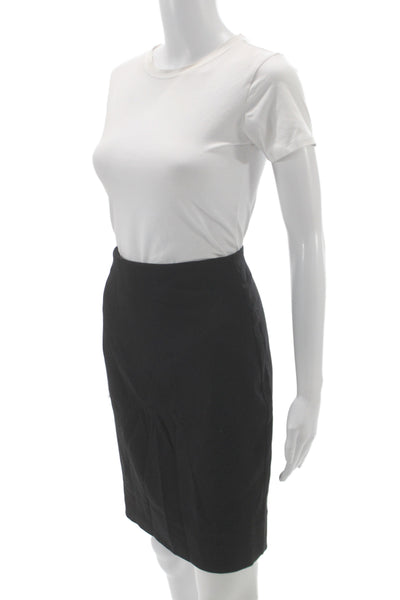 Akris Women Black Wool Pencil Skirt Short Zip Size 8